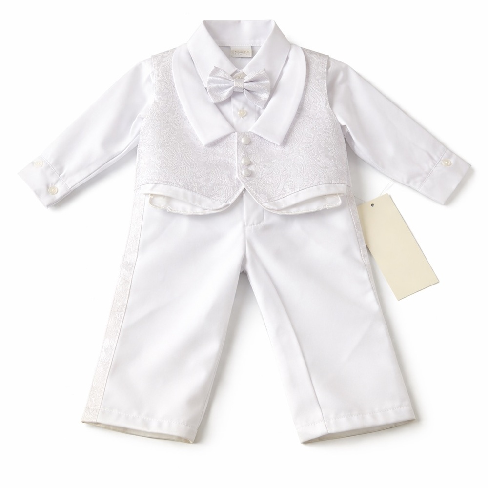 NWT Angel’s Garment Baby Boys White Paisley Tuxedo Set 12M